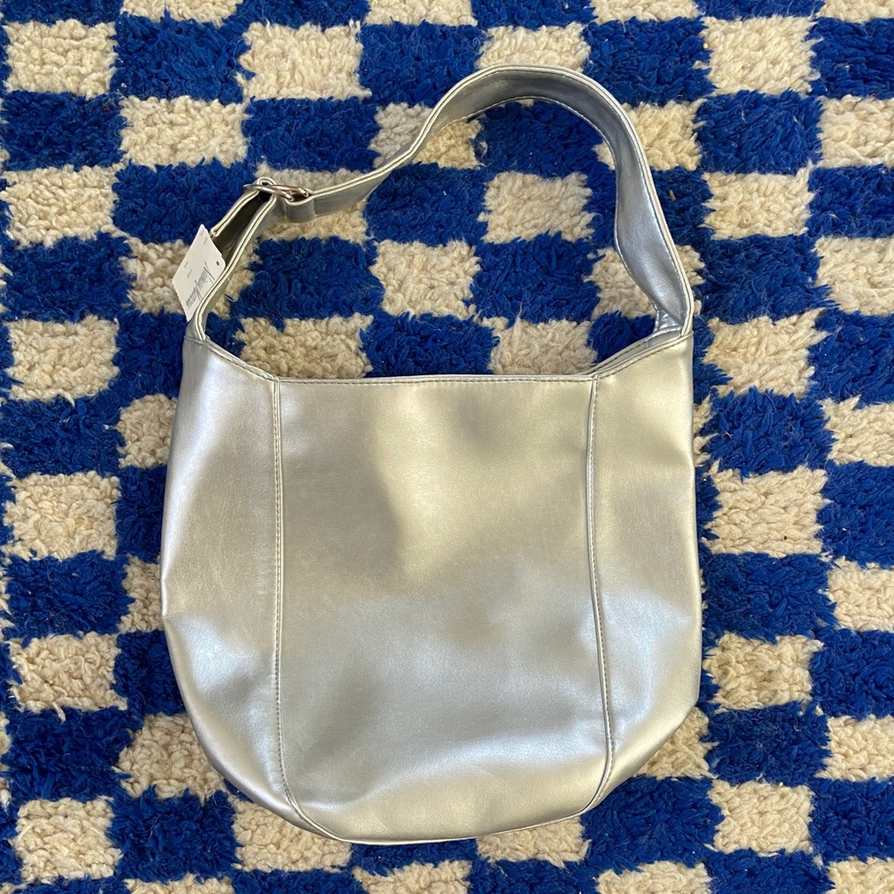 Neiman Marcus silver metallic shoulder bag purse NWT